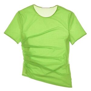 HELMUT LANG Ruched Reversible Short Sleeve Top, NEW